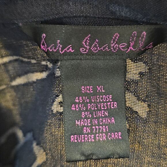 SARA ISABELLA Ombre Floral Burnout‎ Linen-blend Tunic Sz XL Whimsygoth Lagenlook - Picture 3 of 5